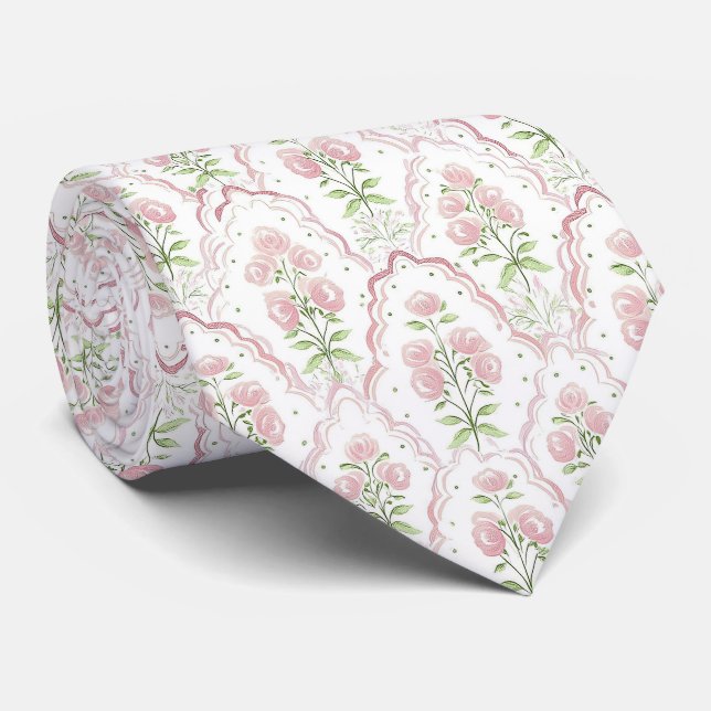 Corbata con patrón de rosas acuarela (Enrollado)