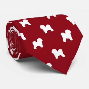 Corbata con Patrón de Siluetas de Perro Bichon Fri