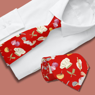 Corbata con patrón de tema de Chef Rojo