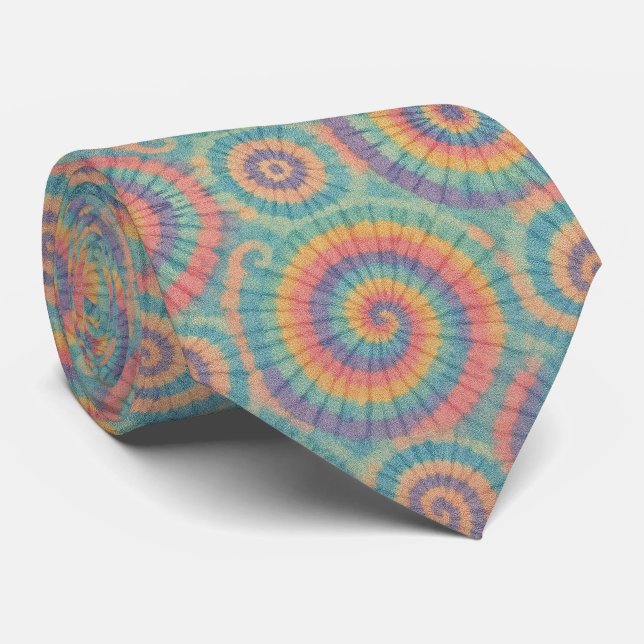 Corbata con patrón de teñido psicodélico pastel (Enrollado)