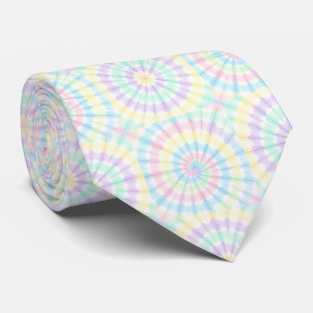 Corbata con patrón de teñido psicodélico pastel (Enrollado)