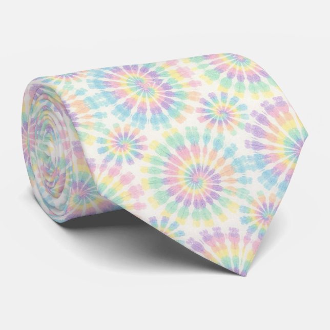 Corbata con patrón de teñido psicodélico pastel (Enrollado)