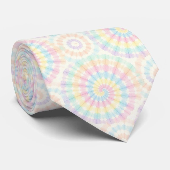 Corbata con patrón de teñido psicodélico pastel (Enrollado)