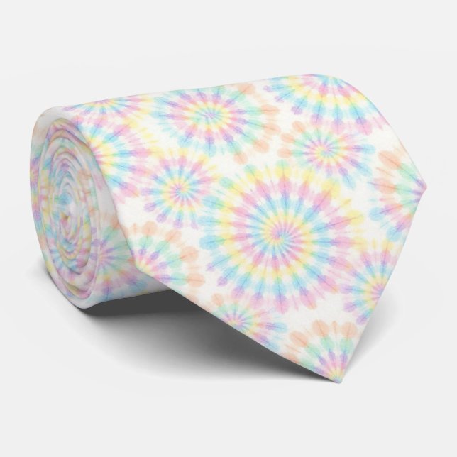 Corbata con patrón de teñido psicodélico pastel (Enrollado)