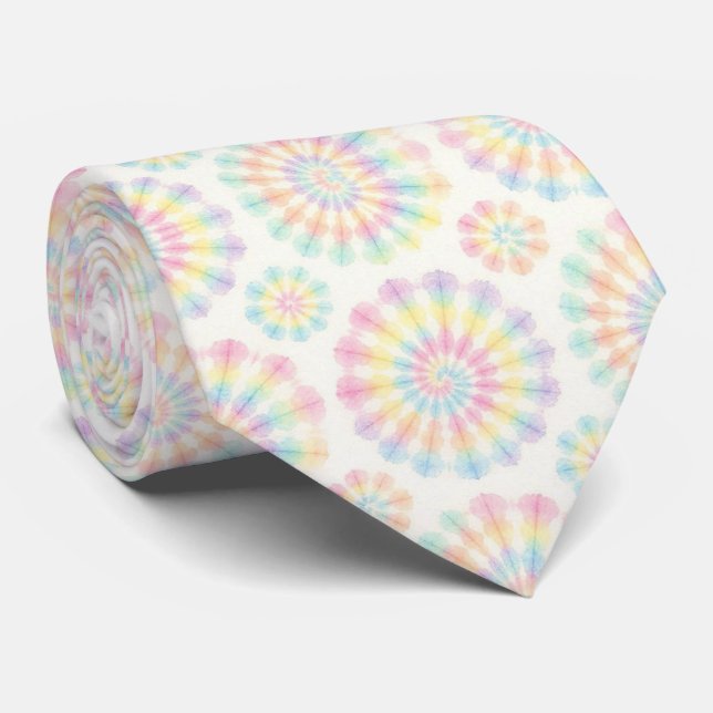 Corbata con patrón de teñido psicodélico pastel (Enrollado)