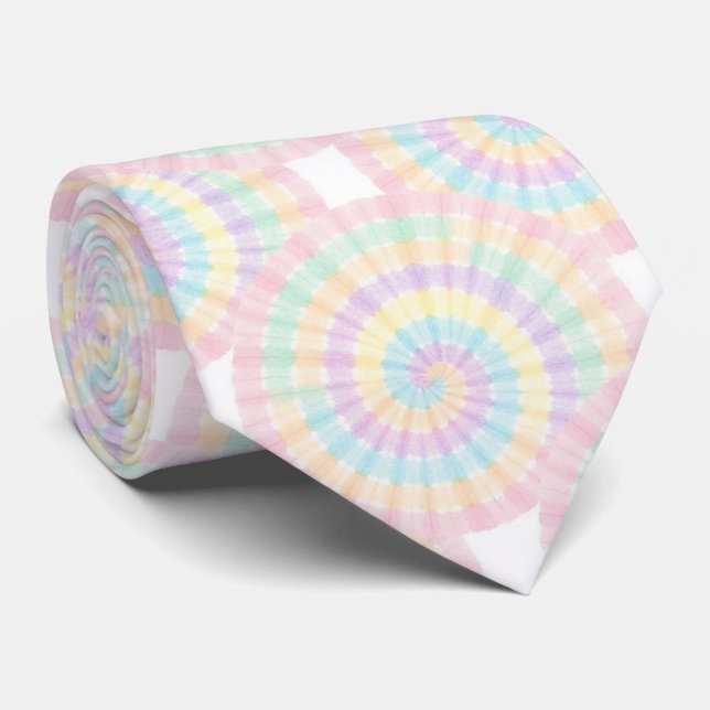 Corbata con patrón de teñido psicodélico pastel (Enrollado)