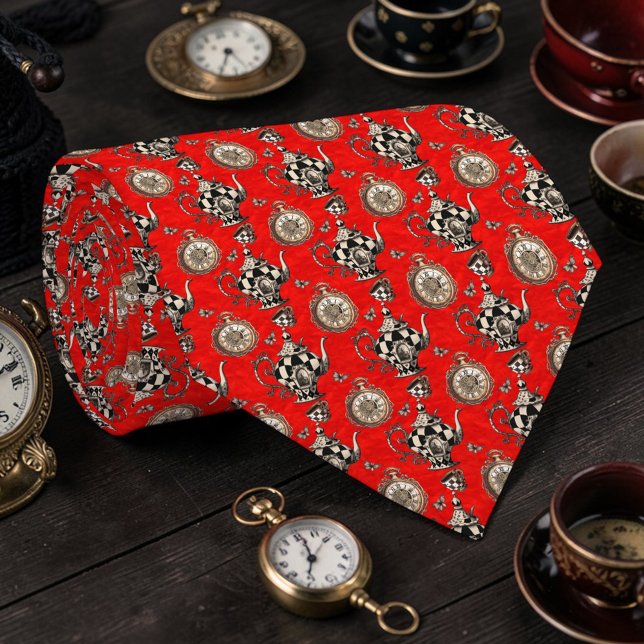 Corbata con patrón de tetera clásico de Wonderland (Subido por el creador)