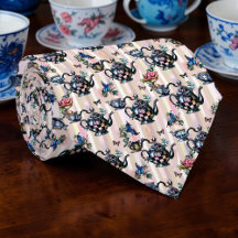 Corbata con patrón de tetera de Wonderland