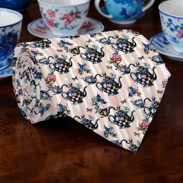 Corbata con patrón de tetera de Wonderland