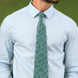 Corbata con Patrón de Trébol Verde de la Suerte Mo