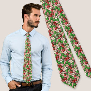 Corbata con patrón de vid de fresa