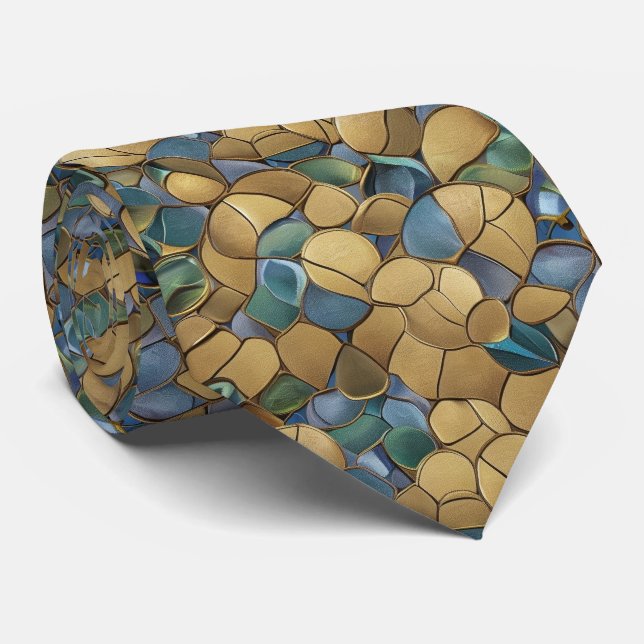 Corbata con patrón de vidrio teñido de oro (Enrollado)