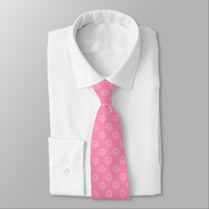 Corbata con patrón de virus Corona rosa y blanco