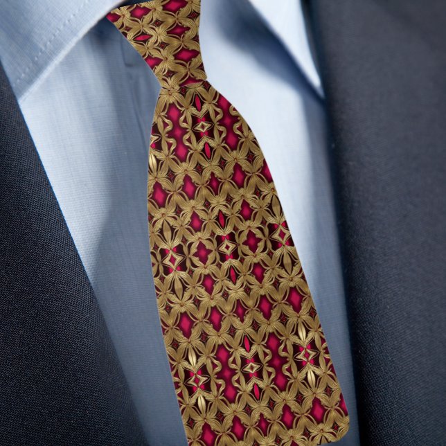 Corbata con patrón elegante de oro y rubí (Subido por el creador)