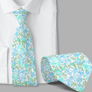 Corbata con patrón floral azul elegante