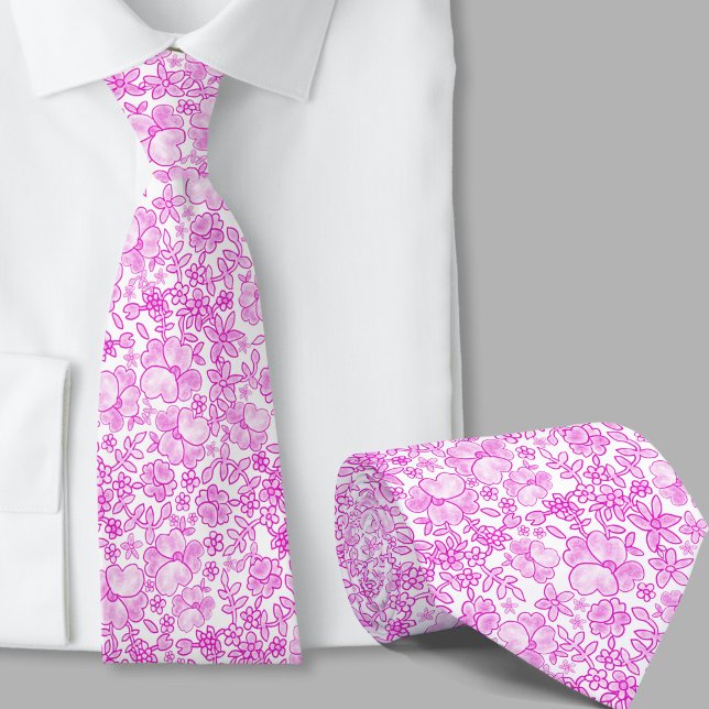 Corbata con patrón floral rosa elegante (Subido por el creador)