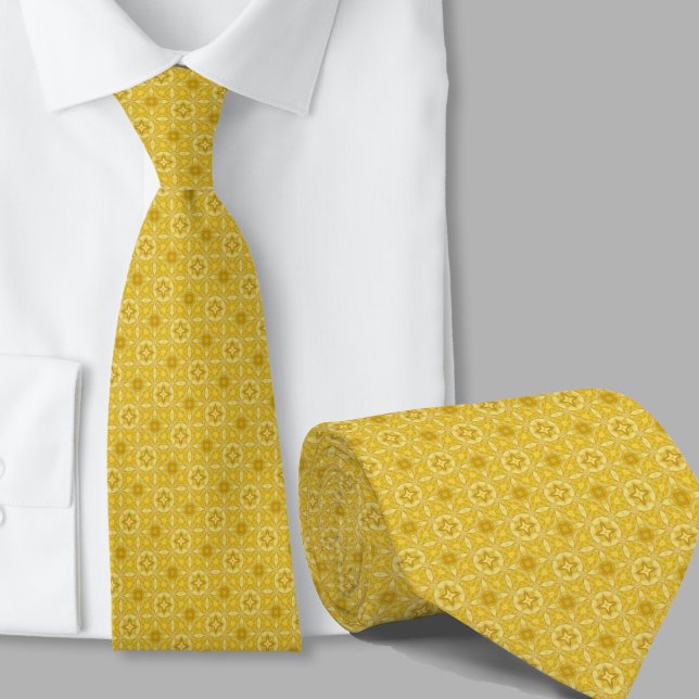 Corbata con patrón geométrico amarillo de arte mod (Subido por el creador)