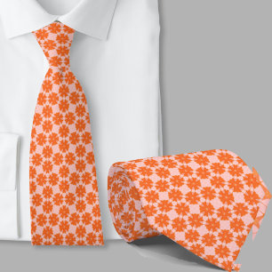 Corbata con patrón geométrico naranja artístico mo