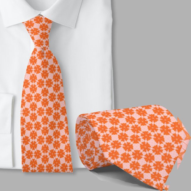 Corbata con patrón geométrico naranja artístico mo (Subido por el creador)