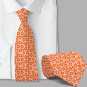 Corbata con patrón geométrico naranja de arte mode