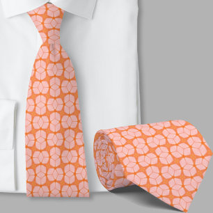Corbata con patrón geométrico naranja de arte mode