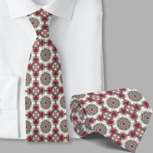 Corbata con patrón geométrico rojo artístico moder