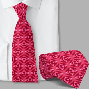 Corbata con patrón geométrico rosa de arte moderno