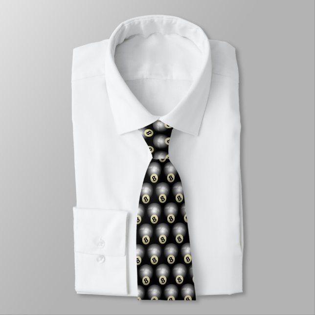 Corbata con Patrón Retro de Billar Bola Ocho (Atado)
