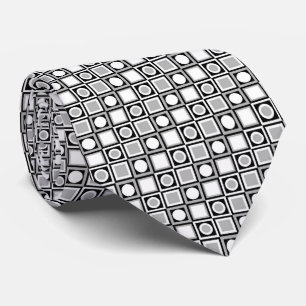 Corbata con Patrón Retro en Negro Blanco y Gris co