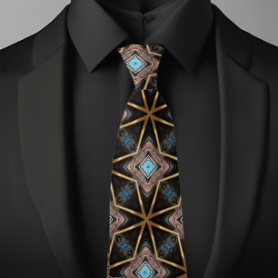 Corbata con patrón X marrón y azul