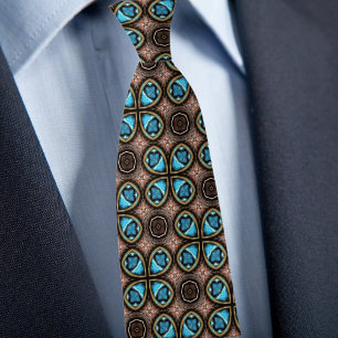 Corbata con patrón X marrón y azul