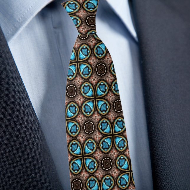 Corbata con patrón X marrón y azul (Subido por el creador)