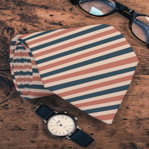 Corbata con rayas de colores neutros boho