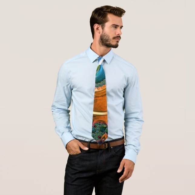 Corbata con remolinos de Mandelbrot naranja (In situ)