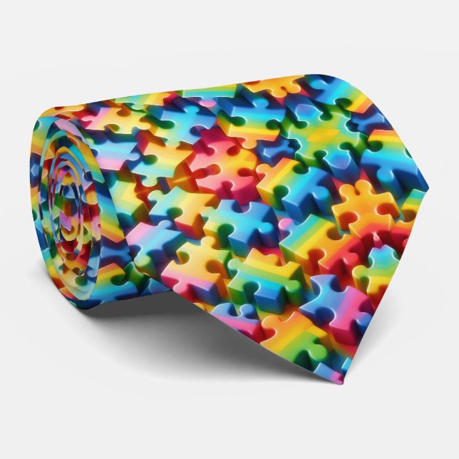 Corbata con rompecabezas de arcoíris para la conci (Enrollado)