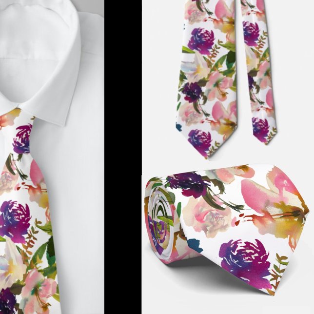 Corbata con rosas de unicornio tropical hawaiano (Subido por el creador)
