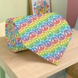 Corbata con signo de paz psicodélico personalizada