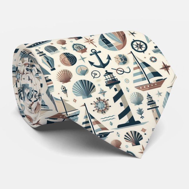 Corbata con tema náutico de estilo moderno de medi (Enrollado)