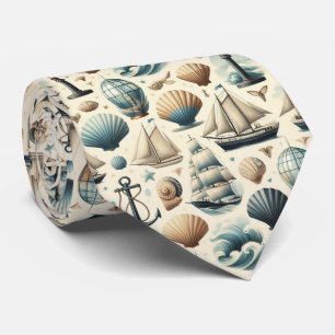 Corbata con tema náutico modernista de mediados de