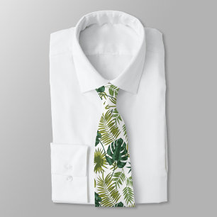 Corbata con un patrón de hojas tropicales