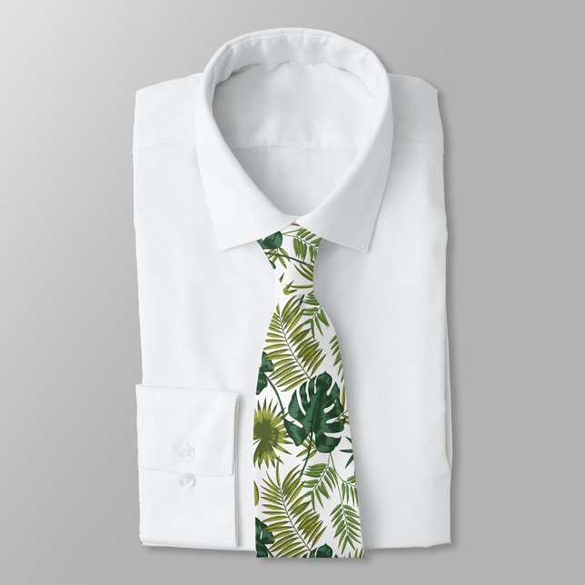 Corbata con un patrón de hojas tropicales (Subido por el creador)