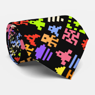 Corbata con videojuego retro 8 bits.