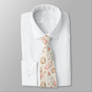 Corbata Conchas Marinas y Ramas de Coral Elegantes