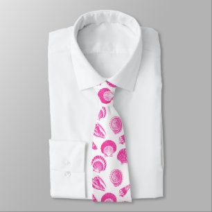 Corbata Conchas - Rosa fucsia y blanco