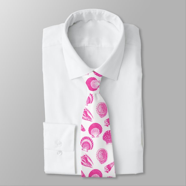 Corbata Conchas - Rosa fucsia y blanco (Atado)
