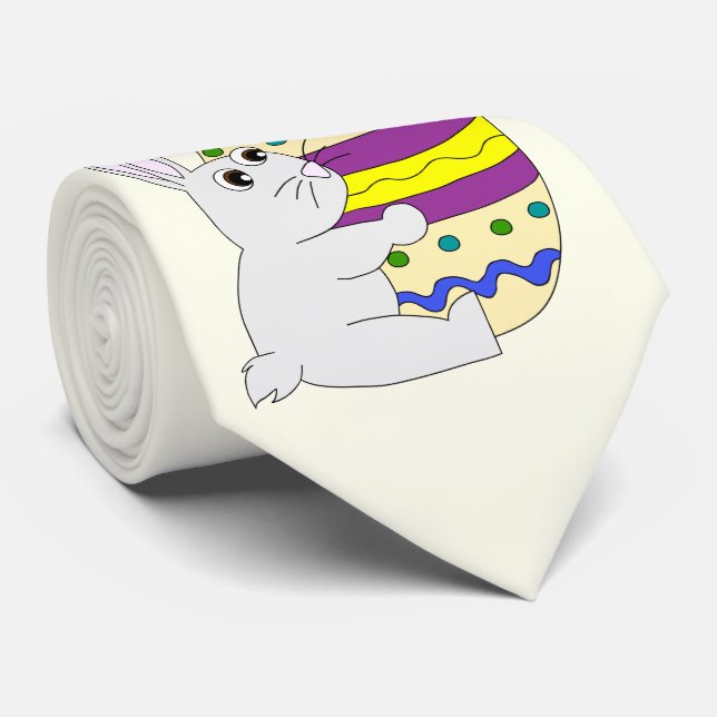 Corbata Conejito de Pascua con huevo pintado (Enrollado)
