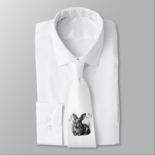 Corbata Conejito gris lindo entre la hierba