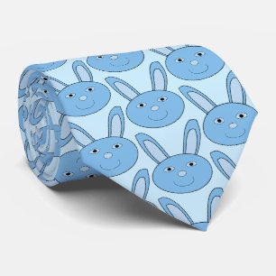 Corbata Conejo Azul Niño Cara Primavera Pascua Estampado