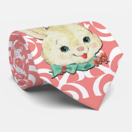 Corbata Conejo blanco de Pascua 0n Azulejos rosa y blanco