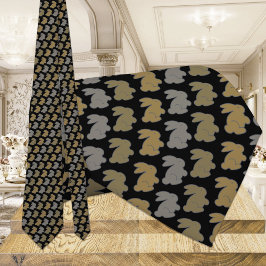 Corbata Conejo conejo conejo negro y dorado